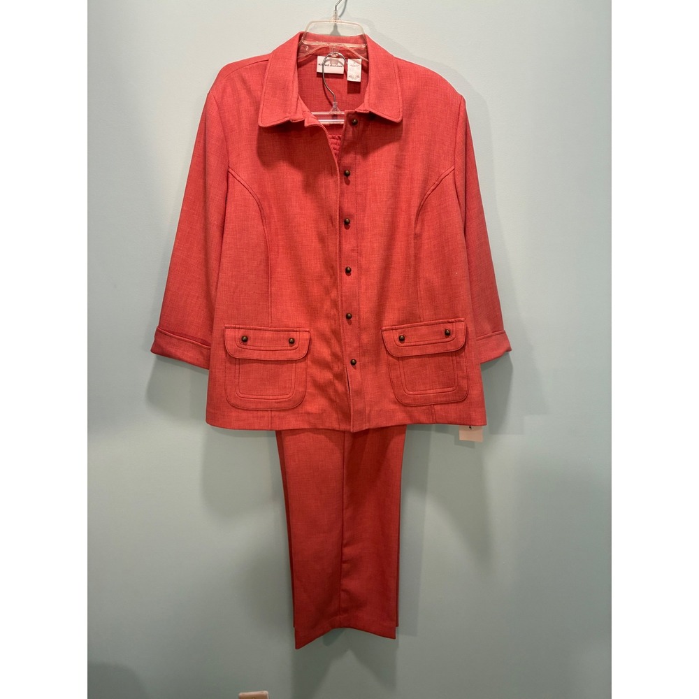 Alfred Dunner Women's Pink Pant Suit Set 2pc Jacket Trousers Size 20/16